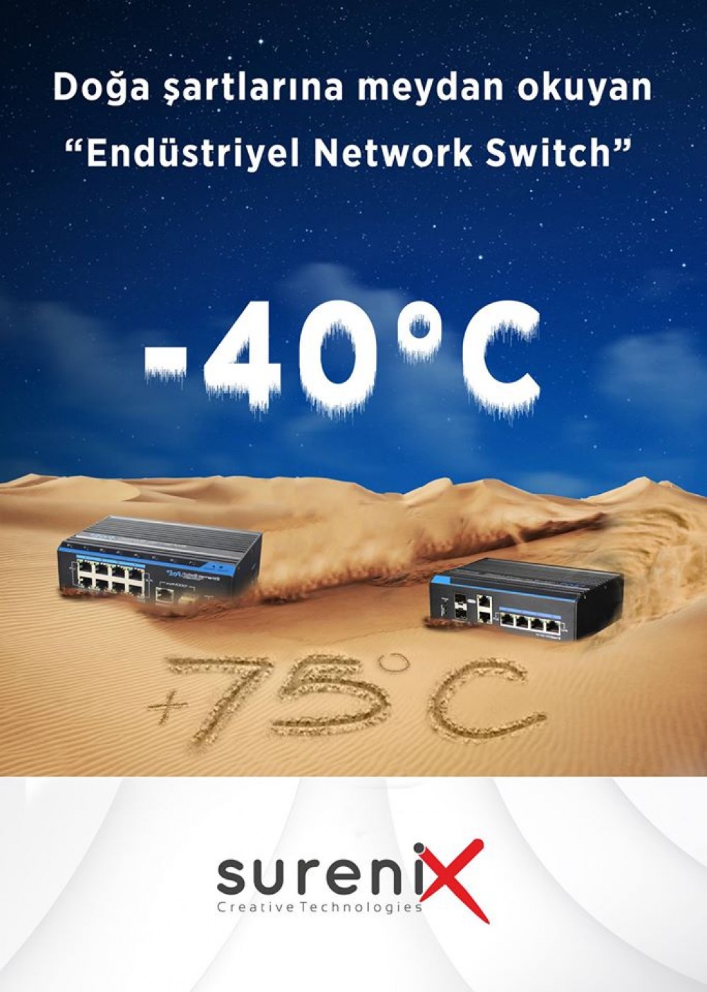 DOĞA ŞARTLARINA MEYDAN OKUYAN SURENIX ENDÜSTRİYEL NETWORK SWITCH
